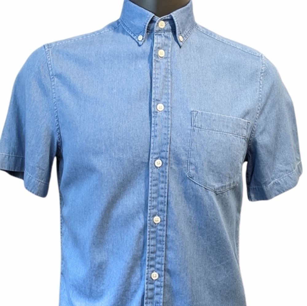 H&M Denim Button Down Shirt Small Short Sleeve